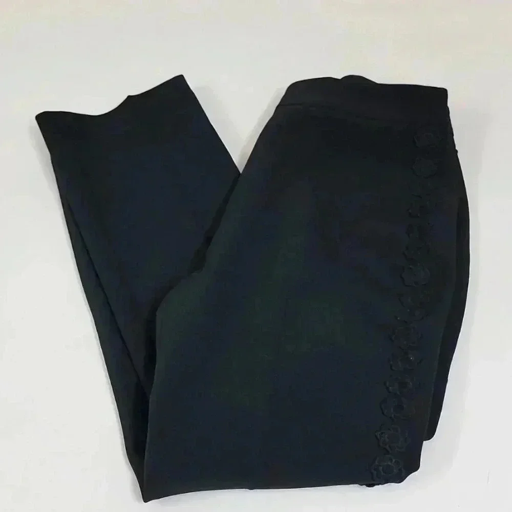 Kate Spade Lace Trim Cigarette Trousers - Black